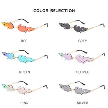 Load image into Gallery viewer, Rimless Wave Sun Glasses Men Eyewear Luxury Trending Narrow vintage Eyeglasses Cool Street Beat Fire Flame Sunglasses Women