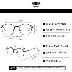 2023 Rounds Anti-Blue Light Women Eyeglasses Optical Myopia Metal Glasses Frame Classic Men Retro Computer Eye Glasses