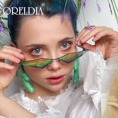 2023 Small Lens Rimless Sunglasses Women Brand Designer Unique  Wave Legs Sun Glasses Female One Piece Travel Gafa de sol UV400