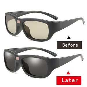 2023 Smart Dimming Sunglasses Men Polarized Photochromic Auto Darkenning Sun Glasses Driving Sunglasses Solar Power supply