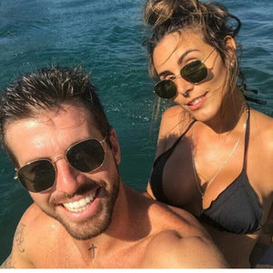 2023 Square Sunglases Men Hexagon Sun glasses Mannen Women Metal Frame Fishing Glasses Gold gray Eyewear lentes de sol hombre