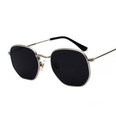 2023 Square Sunglases Men Hexagon Sun glasses Mannen Women Metal Frame Fishing Glasses Gold gray Eyewear lentes de sol hombre