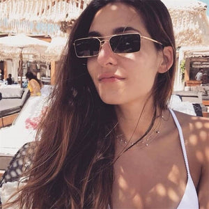 Square Women Sunglasses Alloy Metal Small Frame Clear Double Men's Sun Glasses Women Vintage Chic Female Shades Red Yellow