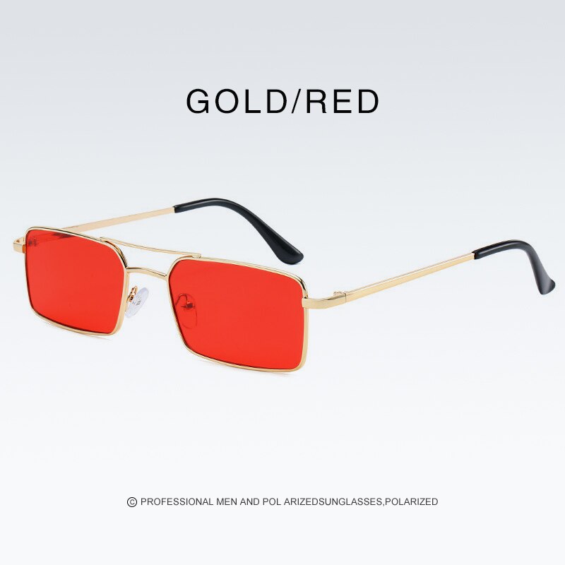 Square Women Sunglasses Alloy Metal Small Frame Clear Double Men's Sun Glasses Women Vintage Chic Female Shades Red Yellow