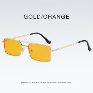 Square Women Sunglasses Alloy Metal Small Frame Clear Double Men's Sun Glasses Women Vintage Chic Female Shades Red Yellow