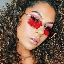 Load image into Gallery viewer, Square Women Sunglasses Alloy Metal Small Frame Clear Double Men&#39;s Sun Glasses Women Vintage Chic Female Shades Red Yellow