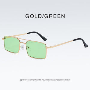 Square Women Sunglasses Alloy Metal Small Frame Clear Double Men's Sun Glasses Women Vintage Chic Female Shades Red Yellow