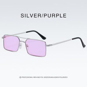 Square Women Sunglasses Alloy Metal Small Frame Clear Double Men's Sun Glasses Women Vintage Chic Female Shades Red Yellow