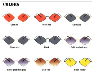 2022 Sunglasses Women Metal Rhombus Sun glasses Irregular Vintage Small Frame Goggle Uv400 Ladies Oculos Gafas De Sol
