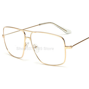 Vintage Gold Metal Frame Eyeglasses Mens Womens Sun glasses Retro Square Optical Lens Eyewear Nerd Clear Lens Glasses