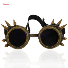 Load image into Gallery viewer, 2022 Welding Round goggle steampunk cyber Goth Sunglasses Rivet spiked goggles Cosplay Antique Victorian