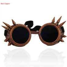 Load image into Gallery viewer, 2022 Welding Round goggle steampunk cyber Goth Sunglasses Rivet spiked goggles Cosplay Antique Victorian