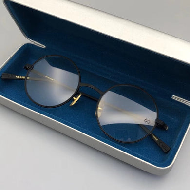 2023   Quality Eyeglasses frames  women Men Vintage Titanium Polygon Big blue light glasses optical frame 080607