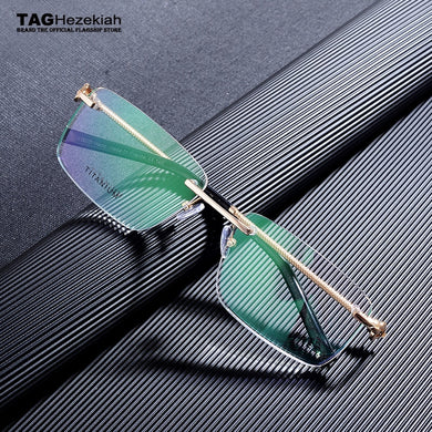 2023 Brand  rimless glasses frame men titanium eye glasses frames for women Square Business spectacles nerd