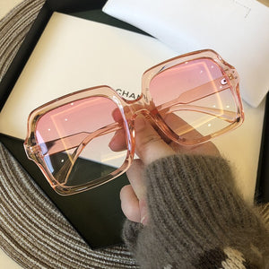 2023  retro White Sunglasses Women's large frame square face thin Sunglasses versatile sunshade and UV protection