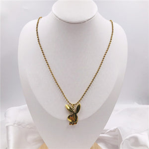 2020 new Women Fashion Cute Long Ear Bunny Pendant Necklaces Charm Playboy Necklace Party Jewelry Collier Femme