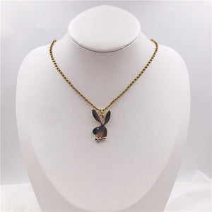 2020 new Women Fashion Cute Long Ear Bunny Pendant Necklaces Charm Playboy Necklace Party Jewelry Collier Femme
