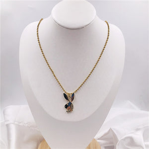 2020 new Women Fashion Cute Long Ear Bunny Pendant Necklaces Charm Playboy Necklace Party Jewelry Collier Femme