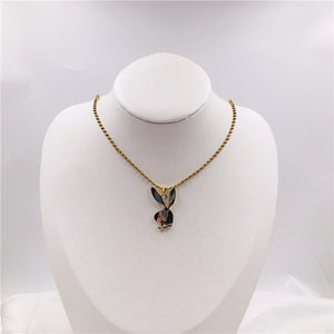 2020 new Women Fashion Cute Long Ear Bunny Pendant Necklaces Charm Playboy Necklace Party Jewelry Collier Femme