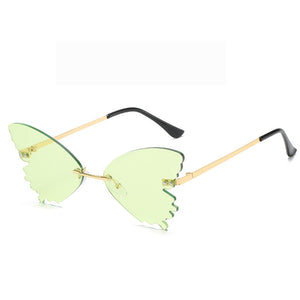 2023 frameless butterfly rhinestone sunglasses ladies steampunk designer sunglasses retro glasses
