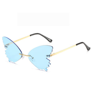 2023 frameless butterfly rhinestone sunglasses ladies steampunk designer sunglasses retro glasses