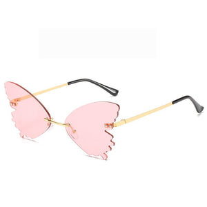 2023 frameless butterfly rhinestone sunglasses ladies steampunk designer sunglasses retro glasses