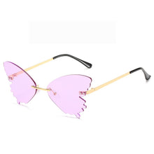 Load image into Gallery viewer, 2023 frameless butterfly rhinestone sunglasses ladies steampunk designer sunglasses retro glasses