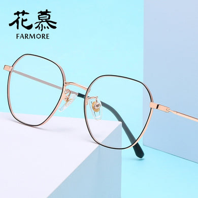 2023 round face retro square frame round metal full frame wide leg individual flat mirror