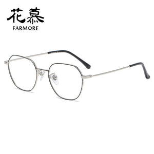 2023 round face retro square frame round metal full frame wide leg individual flat mirror