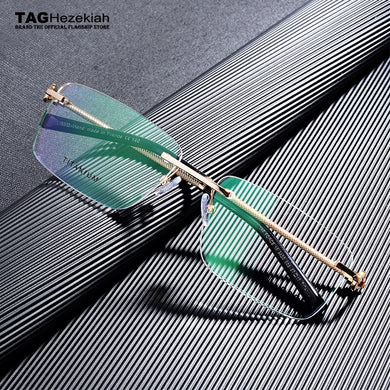 2023 titanium glasses frame men Rimless frame glasses eye glasses frames for men spectacle frames men computer myopia eyeglasses