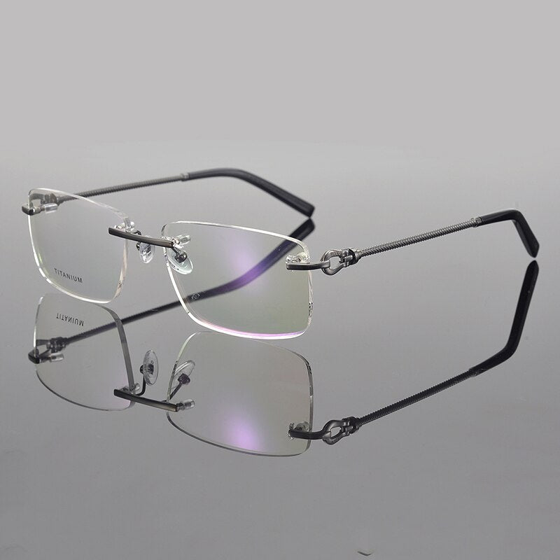2023 titanium glasses frame men Rimless frame glasses eye glasses frames for men spectacle frames men computer myopia eyeglasses