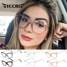 Load image into Gallery viewer, Square Cat Eye Oversized Eyeglasses Women Multi-section Trending Brand Design Optical Computer Glasses Oculos De Sol Okulary