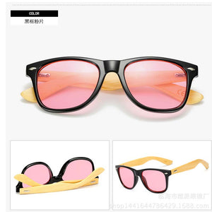 2023 Gradient sunglasses classics unusual wood bamboo Square candy  brand designer men rays women sun glasses
