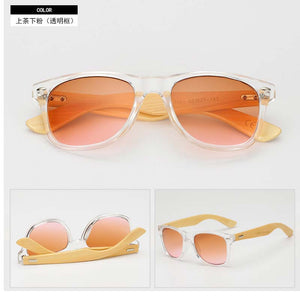 2023 Gradient sunglasses classics unusual wood bamboo Square candy  brand designer men rays women sun glasses