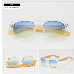 2023 Gradient sunglasses classics unusual wood bamboo Square candy  brand designer men rays women sun glasses