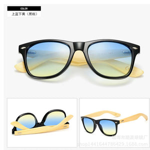 2023 Gradient sunglasses classics unusual wood bamboo Square candy  brand designer men rays women sun glasses