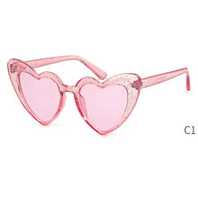 Load image into Gallery viewer, Trending Cat Eye Sunglasses Big Heart Popular Heart Sharp flash of light Glitter Pink Glasses High Quality Shades for Female