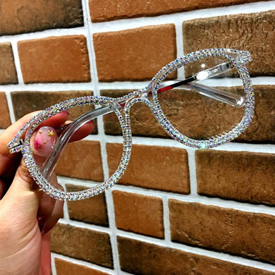 2023 100% Rhinestone cat's Eye Sunglasses retro metal transparent UV400 Sunglasses