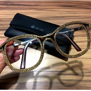 2023 100% Rhinestone cat's Eye Sunglasses retro metal transparent UV400 Sunglasses