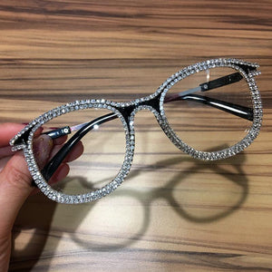 2023 100% Rhinestone cat's Eye Sunglasses retro metal transparent UV400 Sunglasses