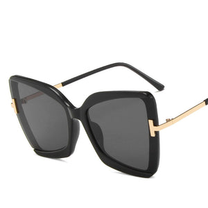 2023 Brand Designer T Sunglasses Women Oversized Square Metal Frame Sun glasses Female Big Shades Retro Glasses Oculos  UV400