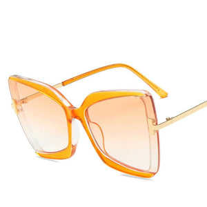 2023 Brand Designer T Sunglasses Women Oversized Square Metal Frame Sun glasses Female Big Shades Retro Glasses Oculos  UV400