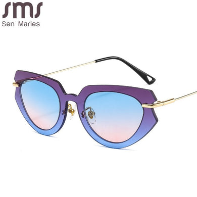 2023 Cat Eye Sunglasses Women Small Frame Vintage Sun Glasses Men Shades Retro One Piece Oculos UV400