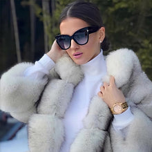 Load image into Gallery viewer, 2023 Cat Eye Sunglasses Women Brand Designer Sunglasses Women Big Black oversized Sun Glasses Lunette De Soleil Femm