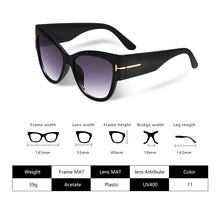 Load image into Gallery viewer, 2023 Cat Eye Sunglasses Women Brand Designer Sunglasses Women Big Black oversized Sun Glasses Lunette De Soleil Femm