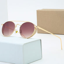 Carica l'immagine nel visualizzatore di Gallery, 2023 Classic Punk Style Female Sunglasses Classic Style Neutral Sunglasses Round Metal Mirror Retro Style With Original Box
