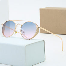 Carica l'immagine nel visualizzatore di Gallery, 2023 Classic Punk Style Female Sunglasses Classic Style Neutral Sunglasses Round Metal Mirror Retro Style With Original Box