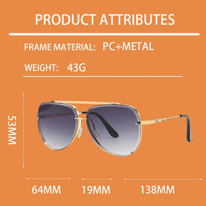 2023 Classic Retro Punk Metal Pilot Sunglasses Men Women Trendy Large Frame Brand Design Sun Glasses Female Driving Eyewears UV