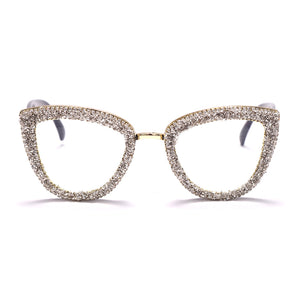 2023 Custome Prescription Glasses Blue Light Frame Cat Eye Rhinestone Sunglasses Vintage Frame For Women
