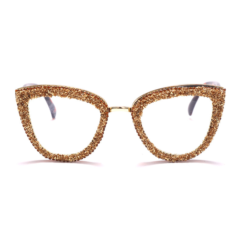 2023 Custome Prescription Glasses Blue Light Frame Cat Eye Rhinestone Sunglasses Vintage Frame For Women